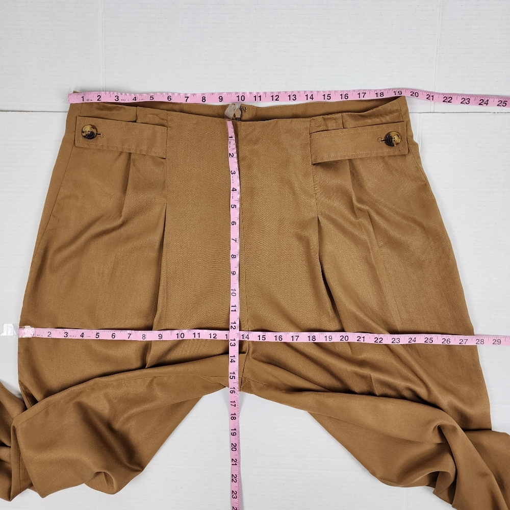 Banana Republic Wide Leg Pants Pleated Trouser Tan Tencel Lyocell Size 18 - Picture 9 of 12